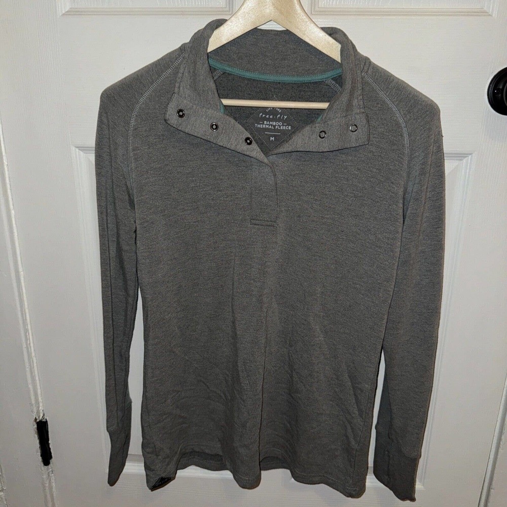 Free Fly Bamboo Thermal Fleece Long Sleeve Men’s Pullover Gray Size M